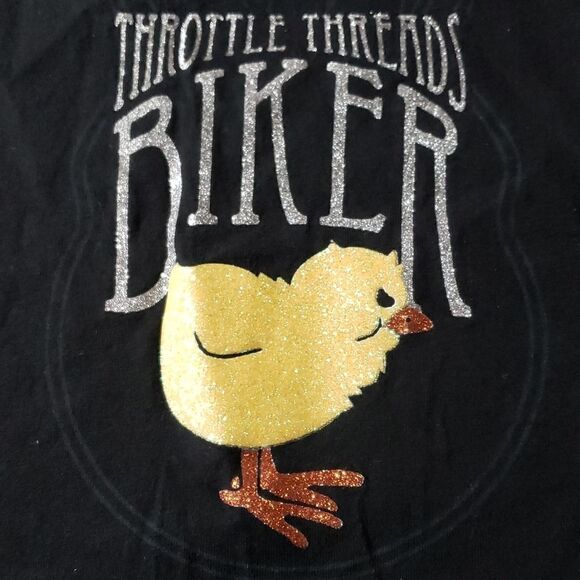 Throttle Threads Ride Gear Biker 🐤 Chick Flames T-Shirt Medium - Picture 3 of 5